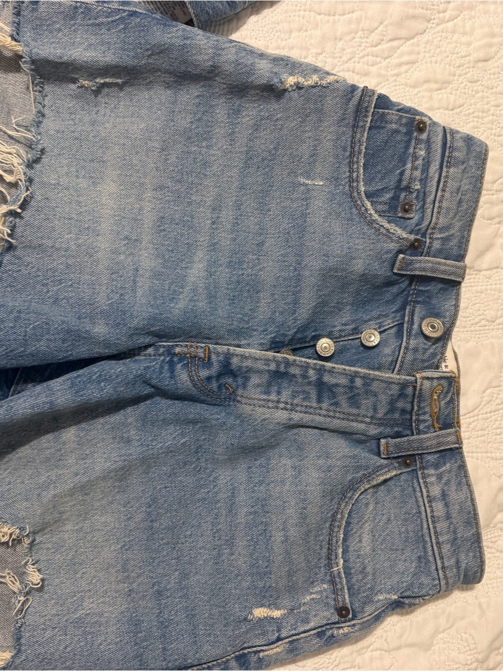 Abercrombie & Fitch Light Blue High-Rise Distressed Jeans